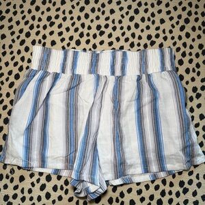 Vacate the Label M Blue Striped Linen Short
